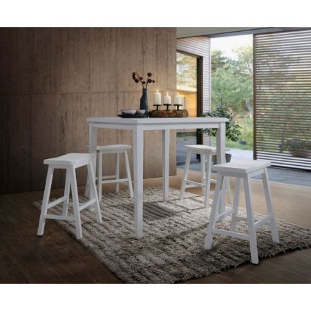 Gaucho Counter Height Dining Set 07289 White By Acme Furniture