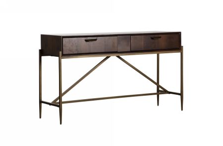 Modrest Shane - Modern Acacia & Brass Console Table