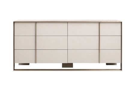 Nova Domus Cartier - Modern Beige Shagreen and Brushed Brass Dresser