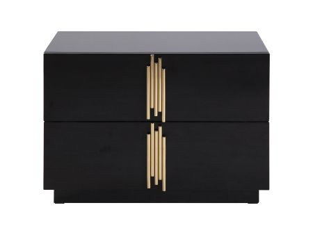 Modrest Token - Modern Black + Gold Wide Nightstand