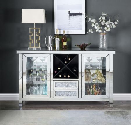 Noralie Wine Cabinet AC00525 Mirrored By Acme Furniture