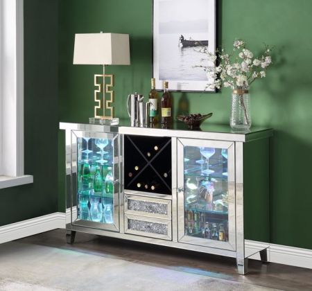 Noralie Wine Cabinet AC00525 Mirrored By Acme Furniture