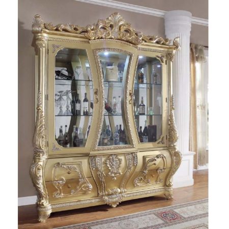 Cabriole Curio Cabinet DN01485 Gold By Acme Furniture