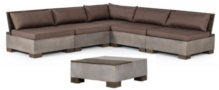 Modrest Delaware - Modern Concrete Modular Small Sectional Sofa Set with Square Coffee Table