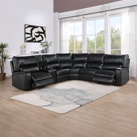 Saul Reclining Sofa LV54150 Black By Acme Furniture