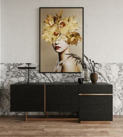 Modrest Tasha - Modern Black Ash + Brushed Gold Buffet