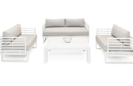 Renava Wharf - Outdoor Light Grey and White Sofa Set