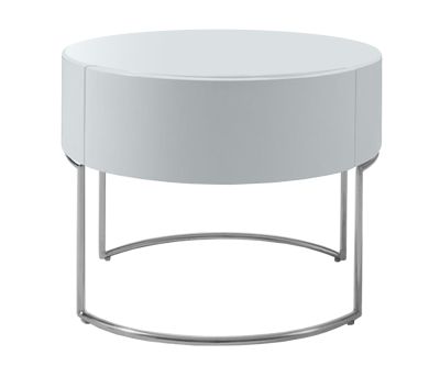 Modern Liv White Lacquer Round Nightstand 