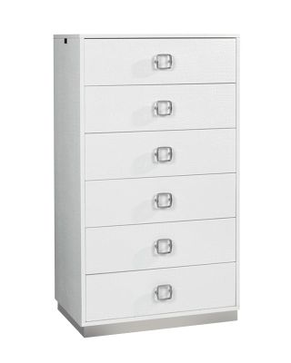 Victoria Modern White Crocodile Lacquer 6-Drawer Chest