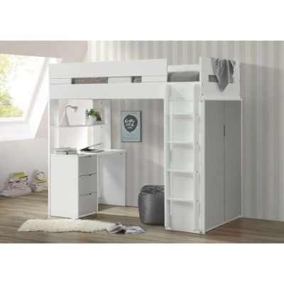 Nerice Youth Loft Bed 38050 White By Acme Furniture