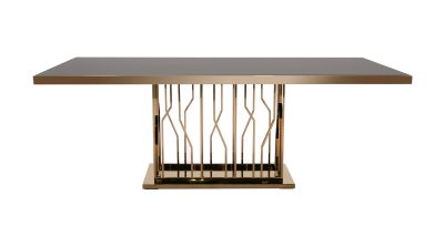 Modrest Marston Modern Black Glass & Rosegold Dining Table