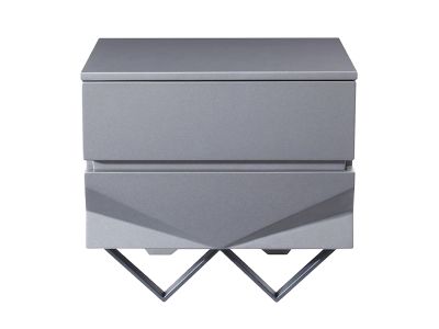 Modrest Duke Modern Grey & Black Gun Chrome Nightstand