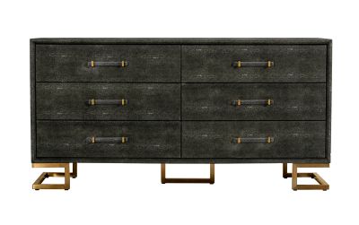 Modrest Howard - Modern Shagreen Grey Leatherette & Gold Dresser