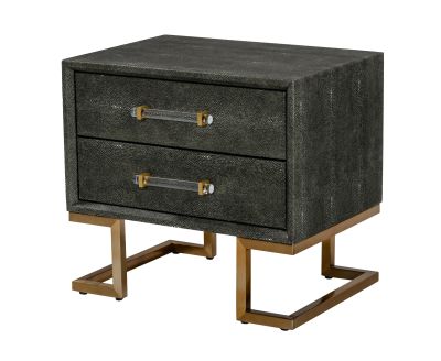 Modrest Howard - Modern Shagreen Grey Leatherette & Gold Nightstand