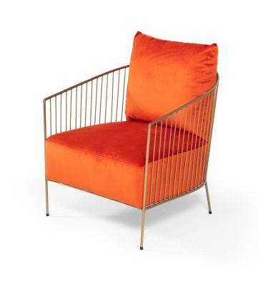 Modrest Loveland - Glam Orange Velvet Accent Chair