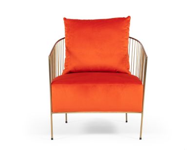 Modrest Loveland - Glam Orange Velvet Accent Chair