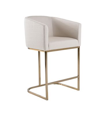 Modrest Yukon - Modern Off White Fabric & Brushed Brass Counter Chair