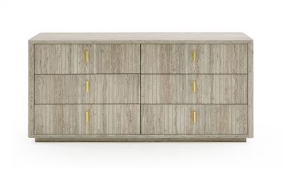 Nova Domus Roma - Modern Faux Travertine + Gold Dresser