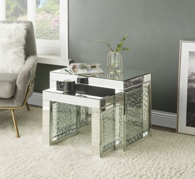 Nysa Accent Table 88066 Mirrored By Acme Furniture