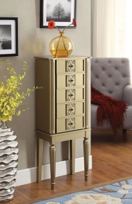 Tammy Jewelry Armoire 97169 Gold By Acme Furniture