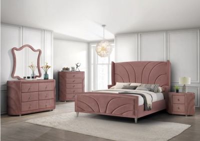 Salonia Bed Frames BD01182EK Pink By Acme Furniture