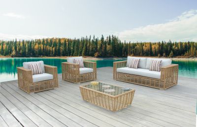 Renava Ko Tao - Outdoor Beige + Wicker Sofa Set