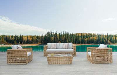 Renava Ko Tao - Outdoor Beige + Wicker Sofa Set