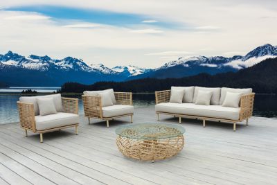 Renava Bombay - Beige and Wicker Outdoor Sofa Set