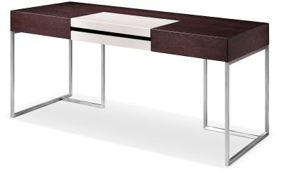 Modrest Ezra Modern Brown Oak and Grey Office Desk w/ Side Cabinet